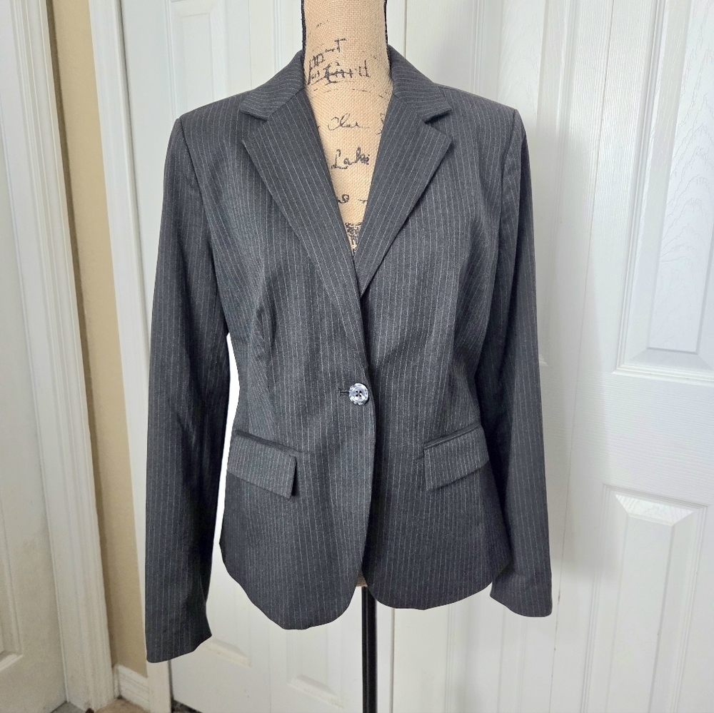 Apt. 9 Women's Gray Pinstripe Blazer